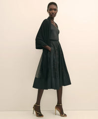Taffeta Skirt With Embroidered Organza Overlay | Brooks Brothers sale