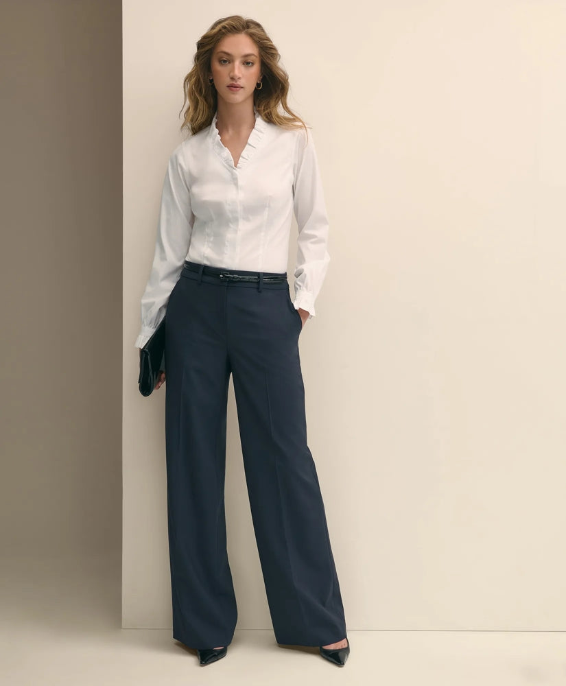 The Essentials Wide-Leg Trousers in Wool Blend | Brooks Brothers online shop