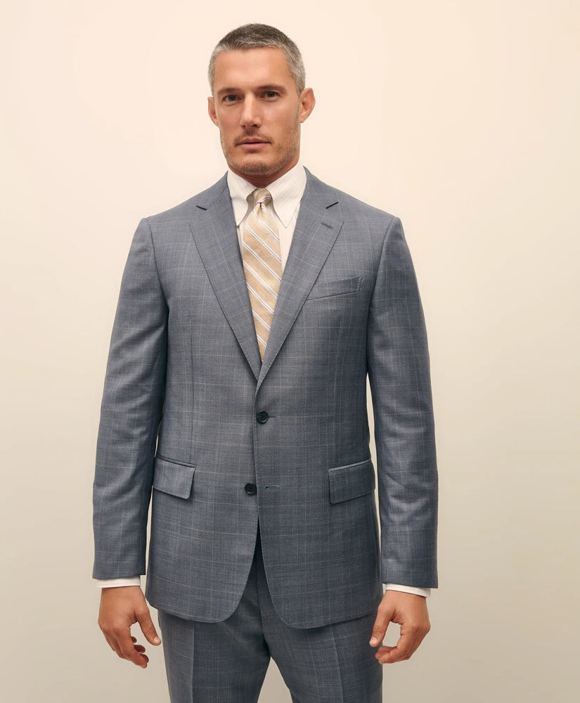 Traditional Fit Wool Overcheck 1818 Suit | Brooks Brothers on sale