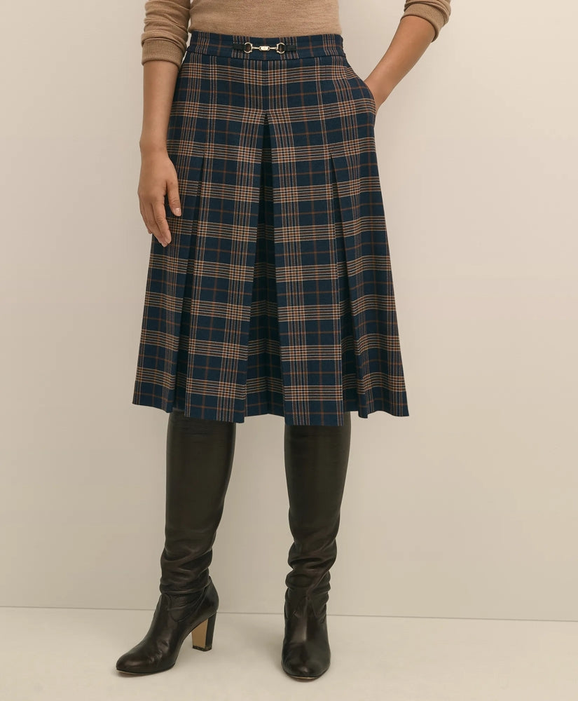Twill Pleated Plaid Culottes | Brooks Brothers cheap