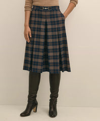 Twill Pleated Plaid Culottes | Brooks Brothers cheap