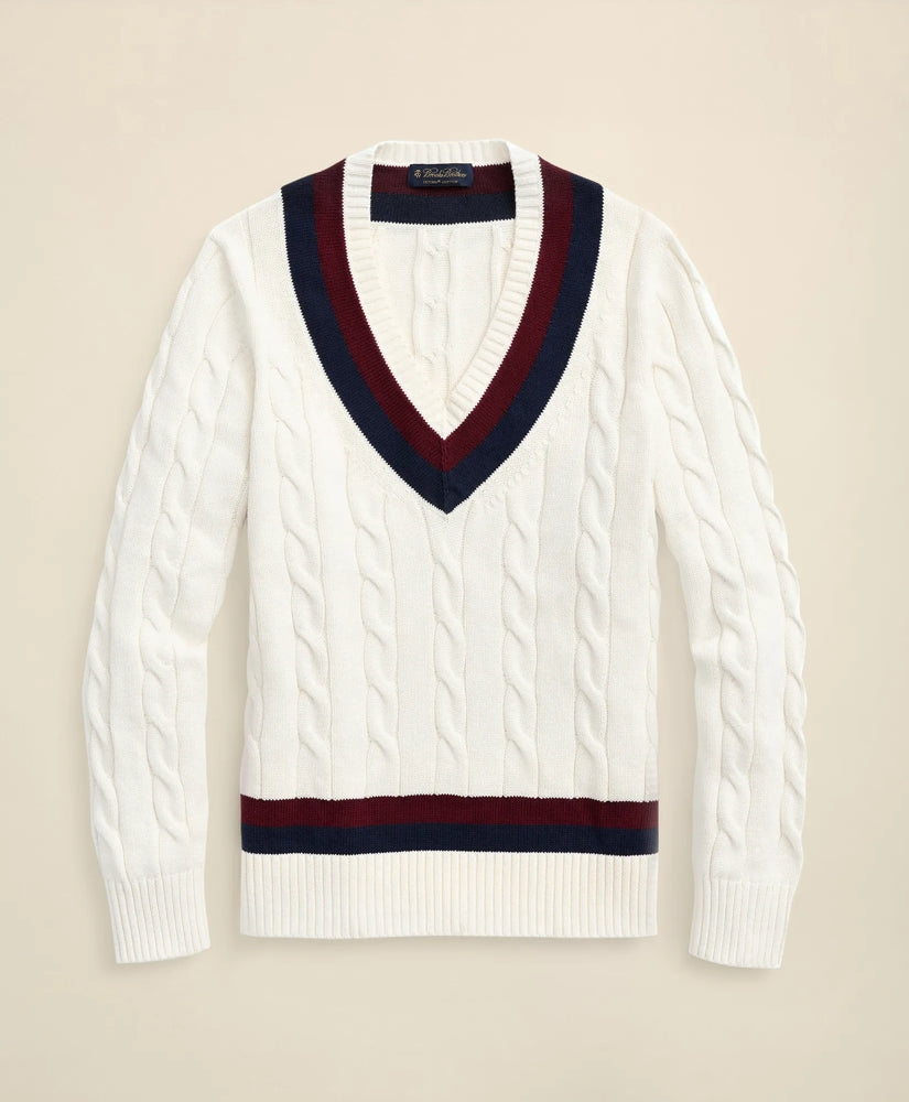 Vintage-Inspired Tennis V-Neck Sweater in Supima® Cotton | Brooks Brothers discount