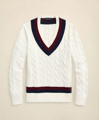 Vintage-Inspired Tennis V-Neck Sweater in Supima® Cotton | Brooks Brothers discount