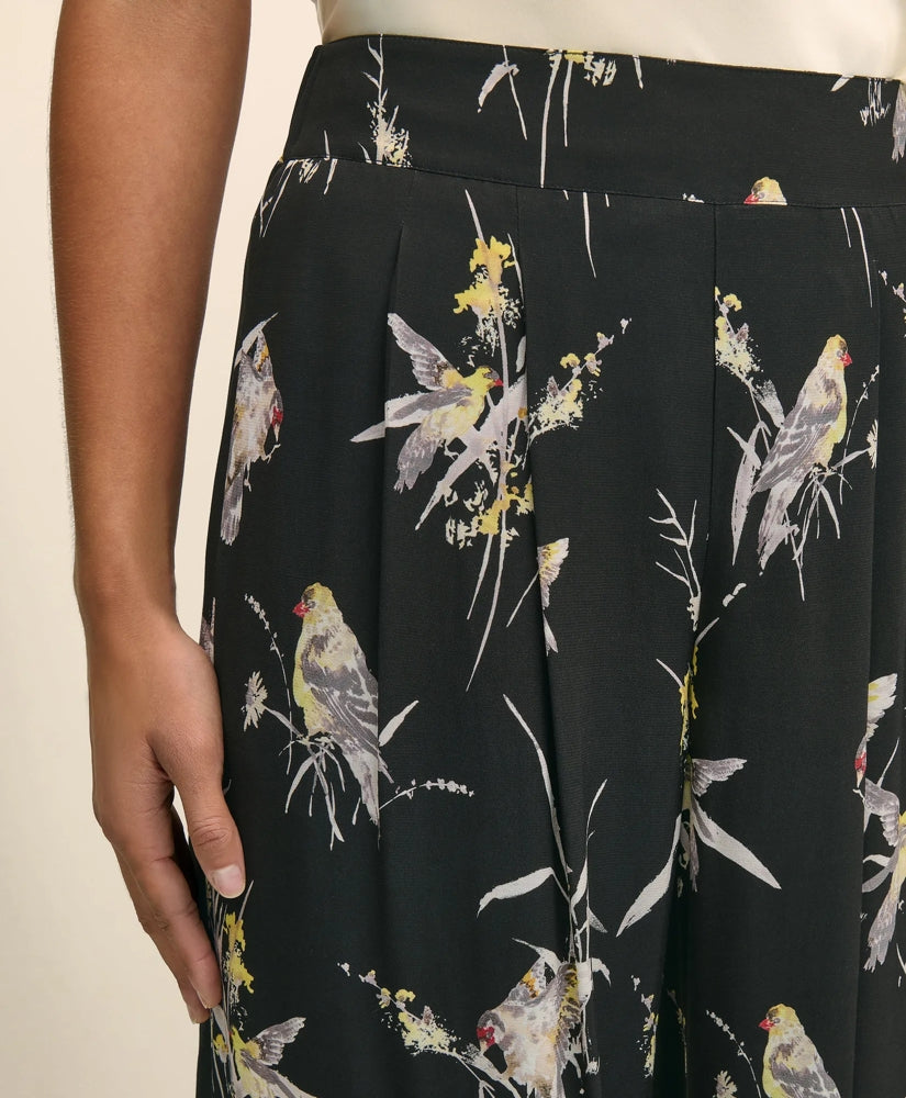 Easy Fit, Elastic Back Wide-Leg Soft Bird Print Pants | Brooks Brothers on sale