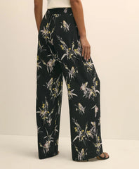 Easy Fit, Elastic Back Wide-Leg Soft Bird Print Pants | Brooks Brothers on sale