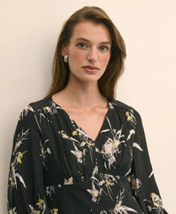 Viscose Fit & Flare Bird Print Dress | Brooks Brothers sale