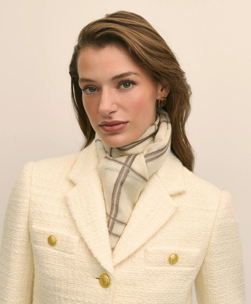 Viscose-Wool-Silk Blend Shimmer Plaid Scarf | Brooks Brothers online shop