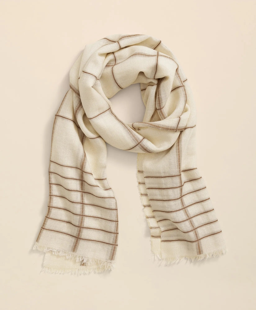 Viscose-Wool-Silk Blend Shimmer Plaid Scarf | Brooks Brothers online shop