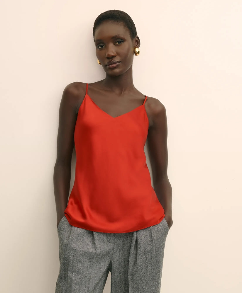 V-Neck Cami in Washable Silk Charmeuse | Brooks Brothers for sale