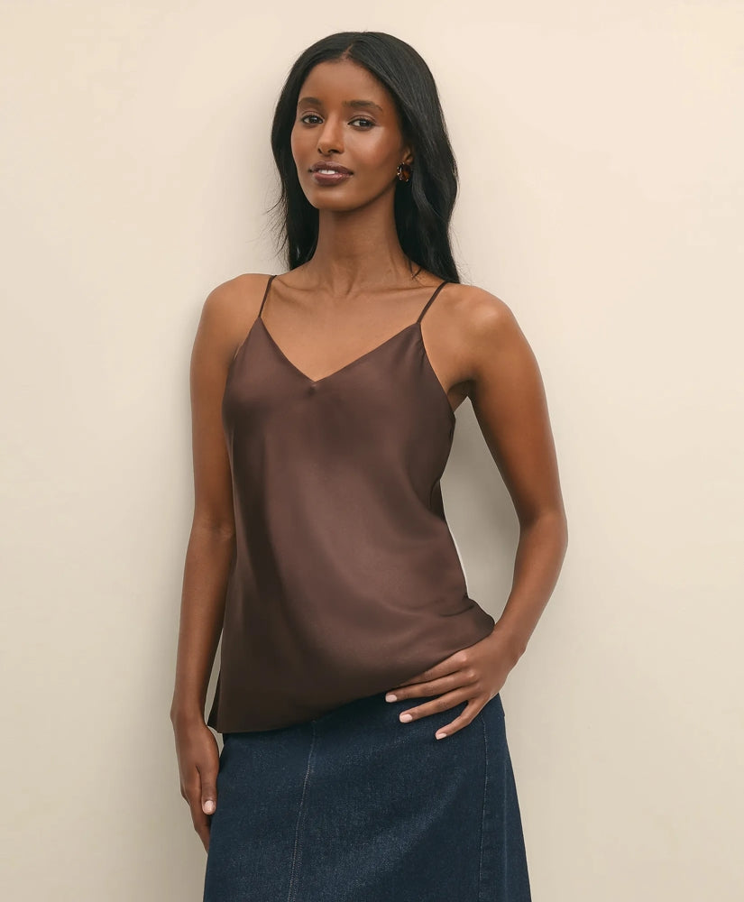 V-Neck Cami in Washable Silk Charmeuse | Brooks Brothers for sale