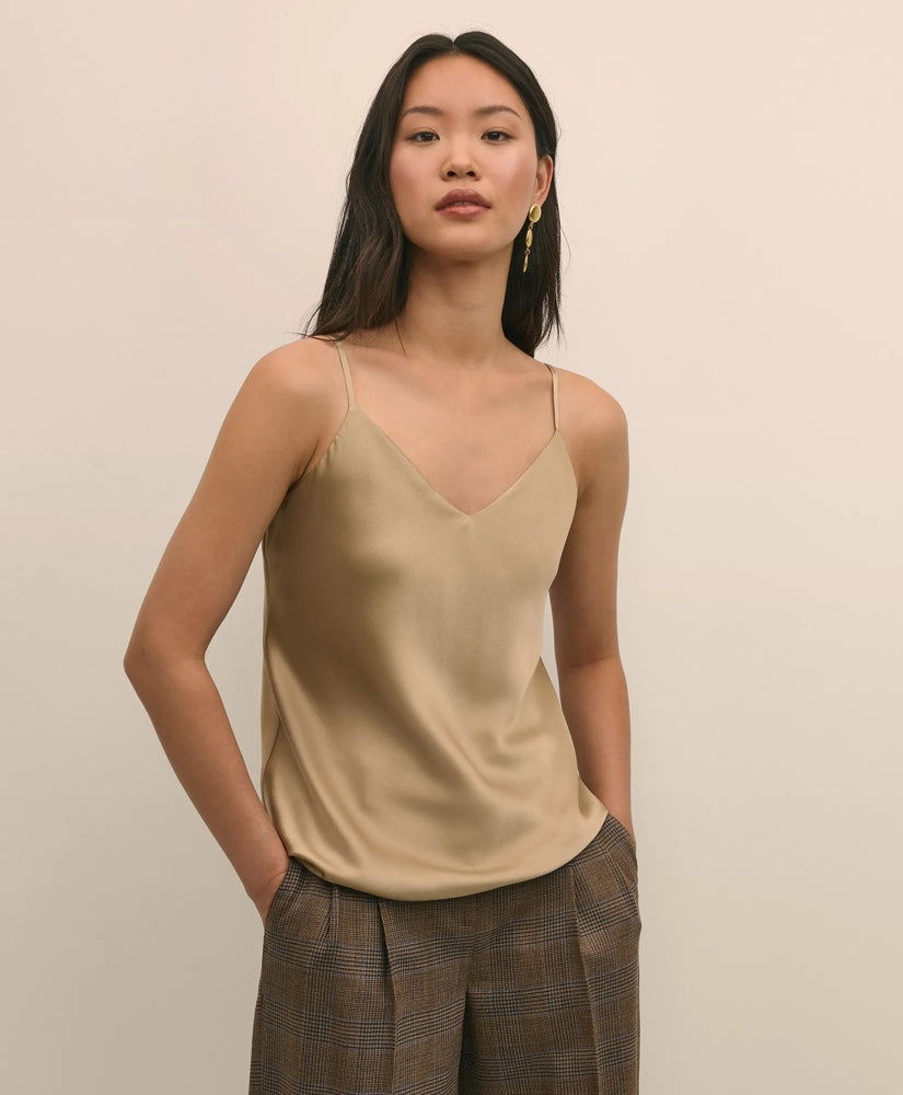 V-Neck Cami in Washable Silk Charmeuse | Brooks Brothers for sale