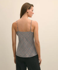 V-Neck Glen Plaid Print Camisole in Washable Silk Charmeuse | Brooks Brothers on sale