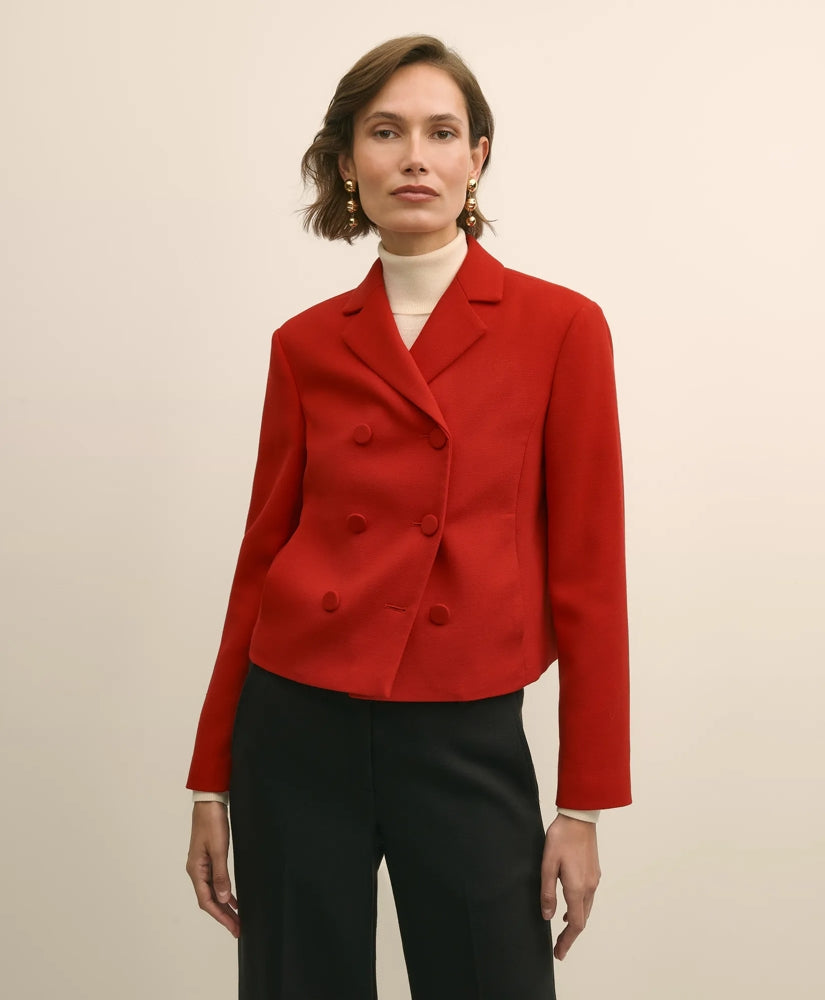 Wool Blend Cropped Double-Breasted Jacket | Brooks Brothers cheap