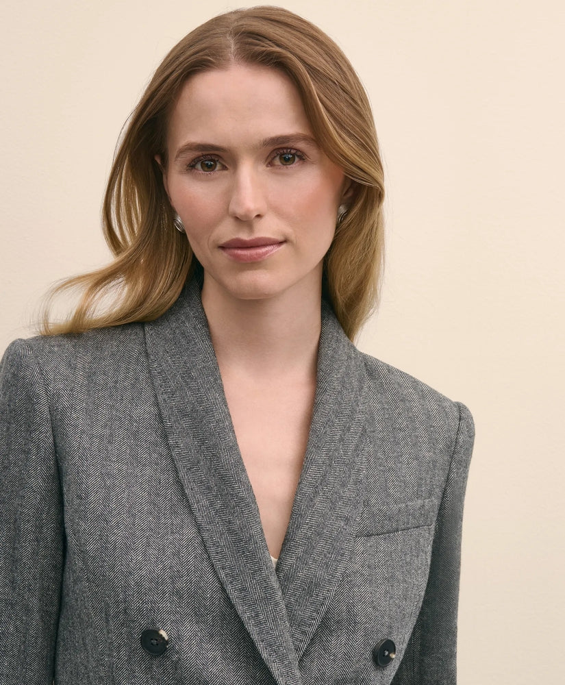 Wool-Blend Double-Breasted Herringbone Jacket | Brooks Brothers sale