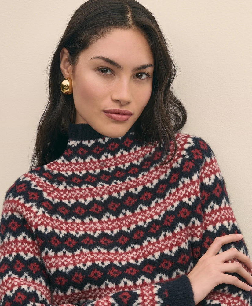 Wool Blend Funnel-Neck Fair Isle Sweater | Brooks Brothers sale
