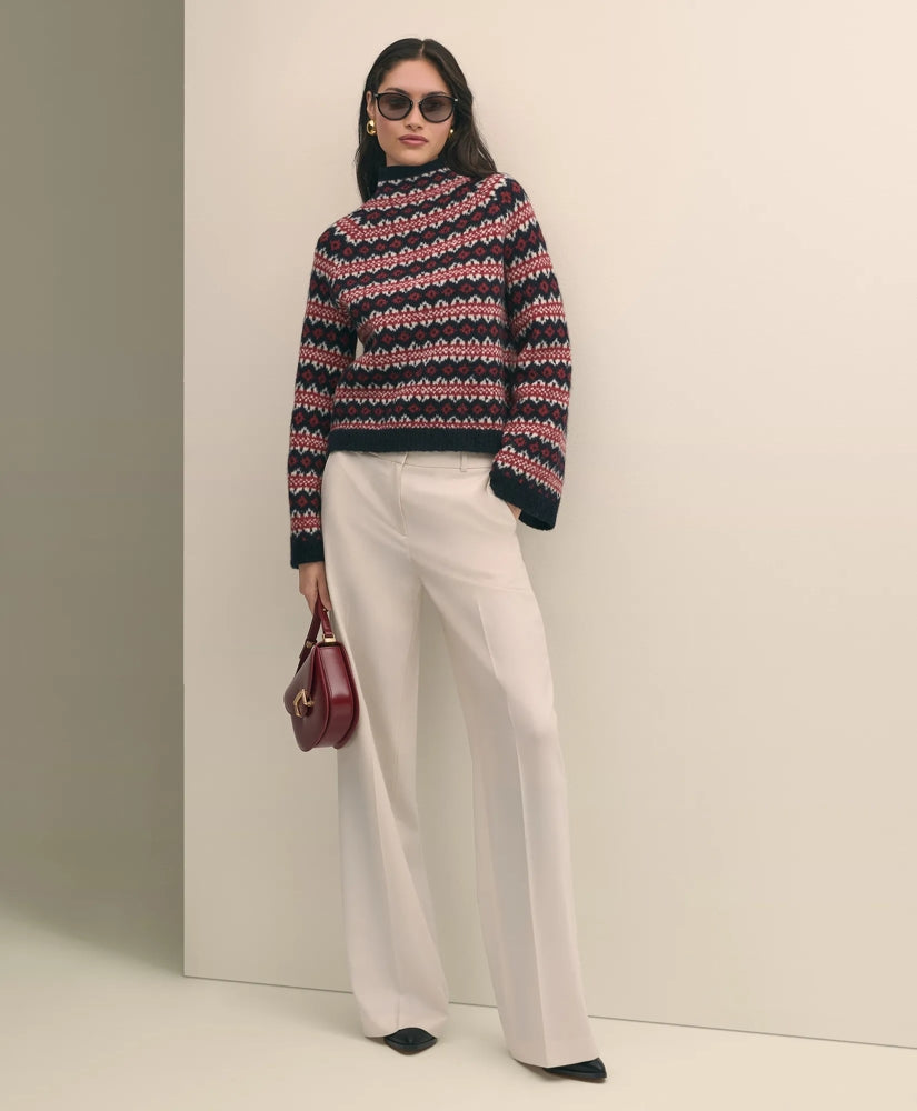 Wool Blend Funnel-Neck Fair Isle Sweater | Brooks Brothers sale