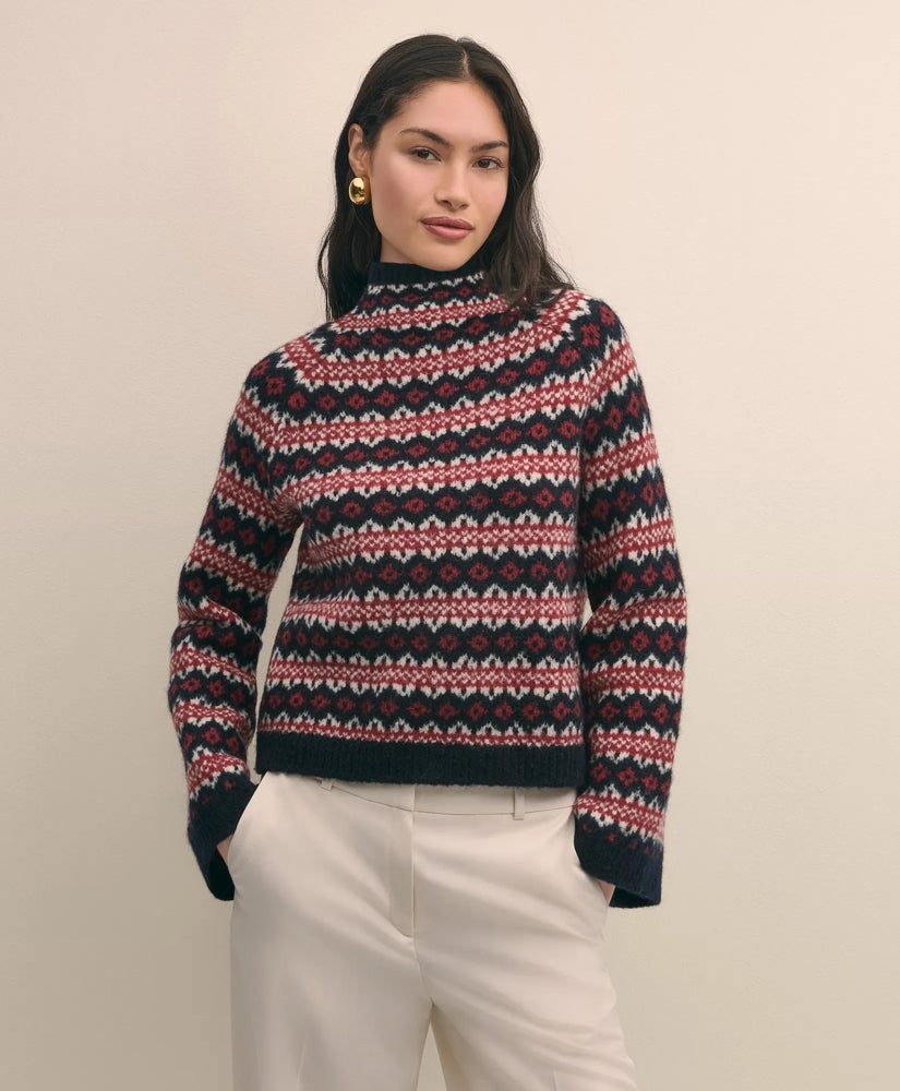 Wool Blend Funnel-Neck Fair Isle Sweater | Brooks Brothers sale