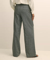 Wool Blend Pleated Herringbone Wide-Leg Pant | Brooks Brothers cheap