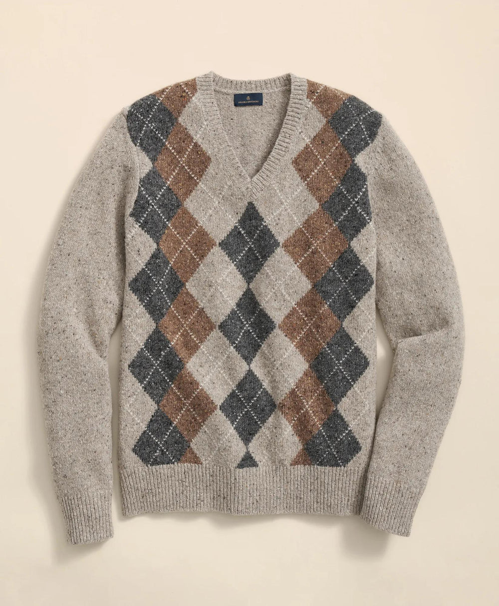 Wool Blend V-Neck Argyle Sweater | Brooks Brothers discount