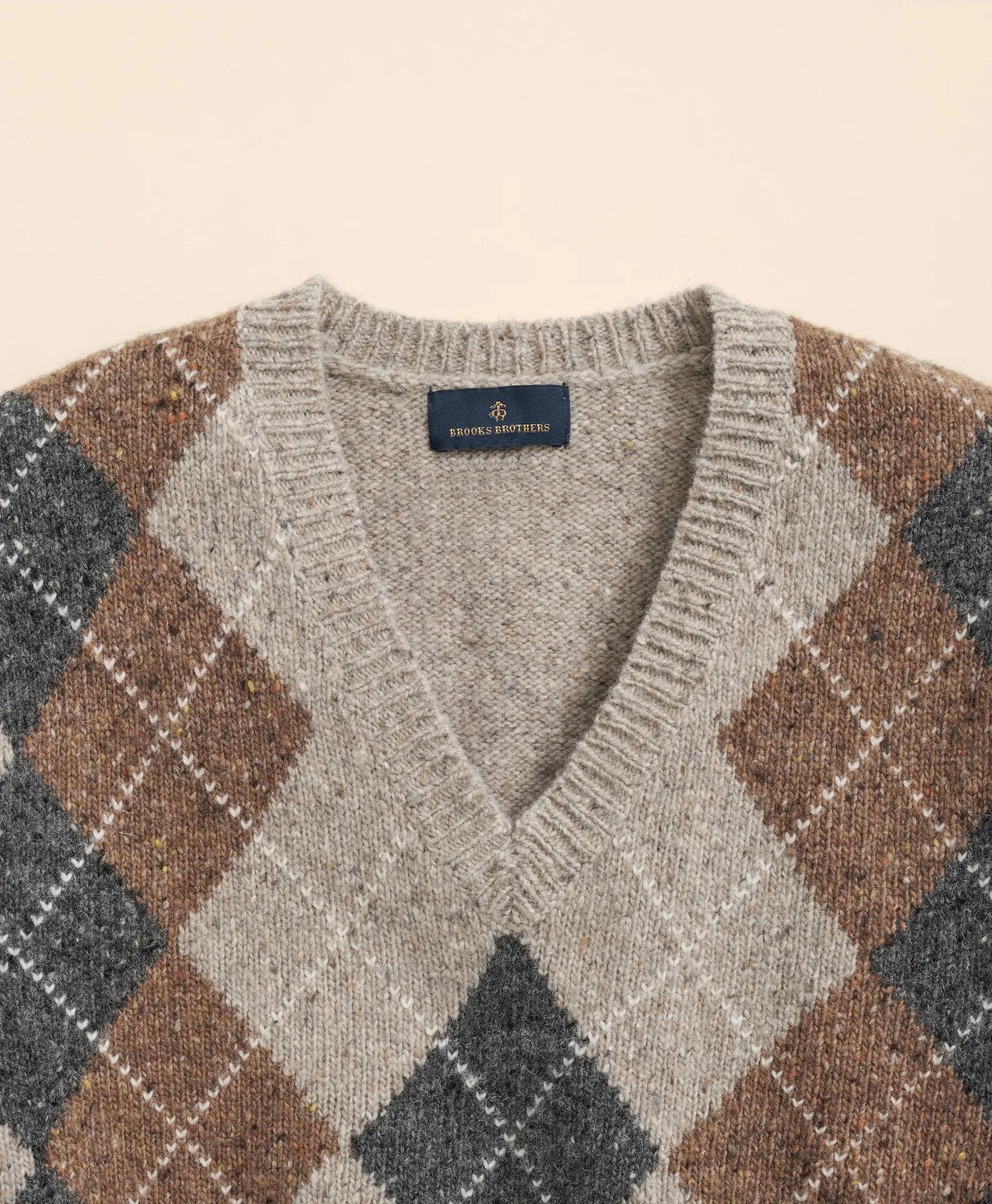 Wool Blend V-Neck Argyle Sweater | Brooks Brothers discount