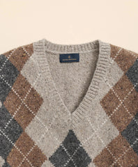 Wool Blend V-Neck Argyle Sweater | Brooks Brothers discount