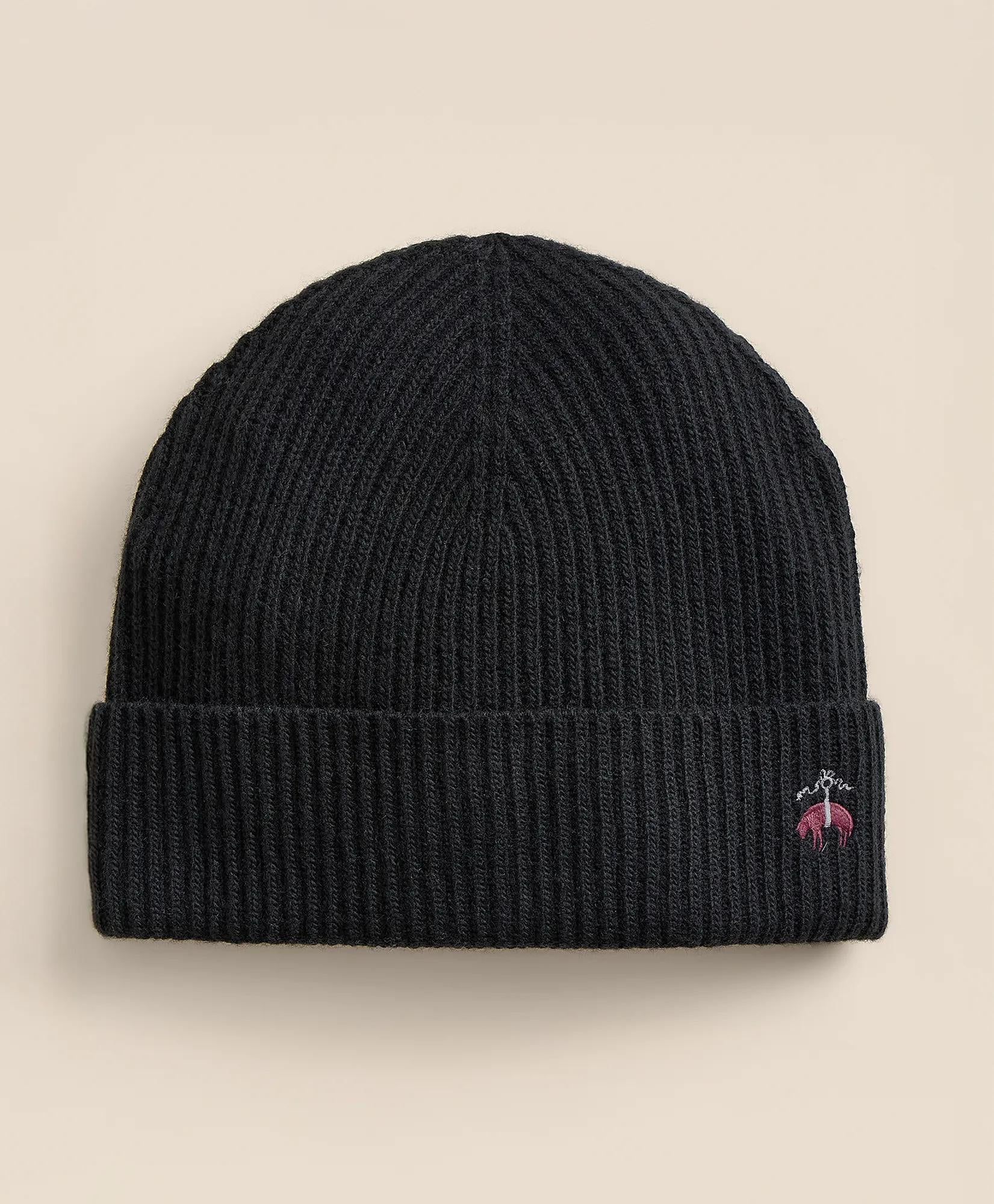 Wool-Cashmere-Blend Ribbed Beanie Hat | Brooks Brothers on sale