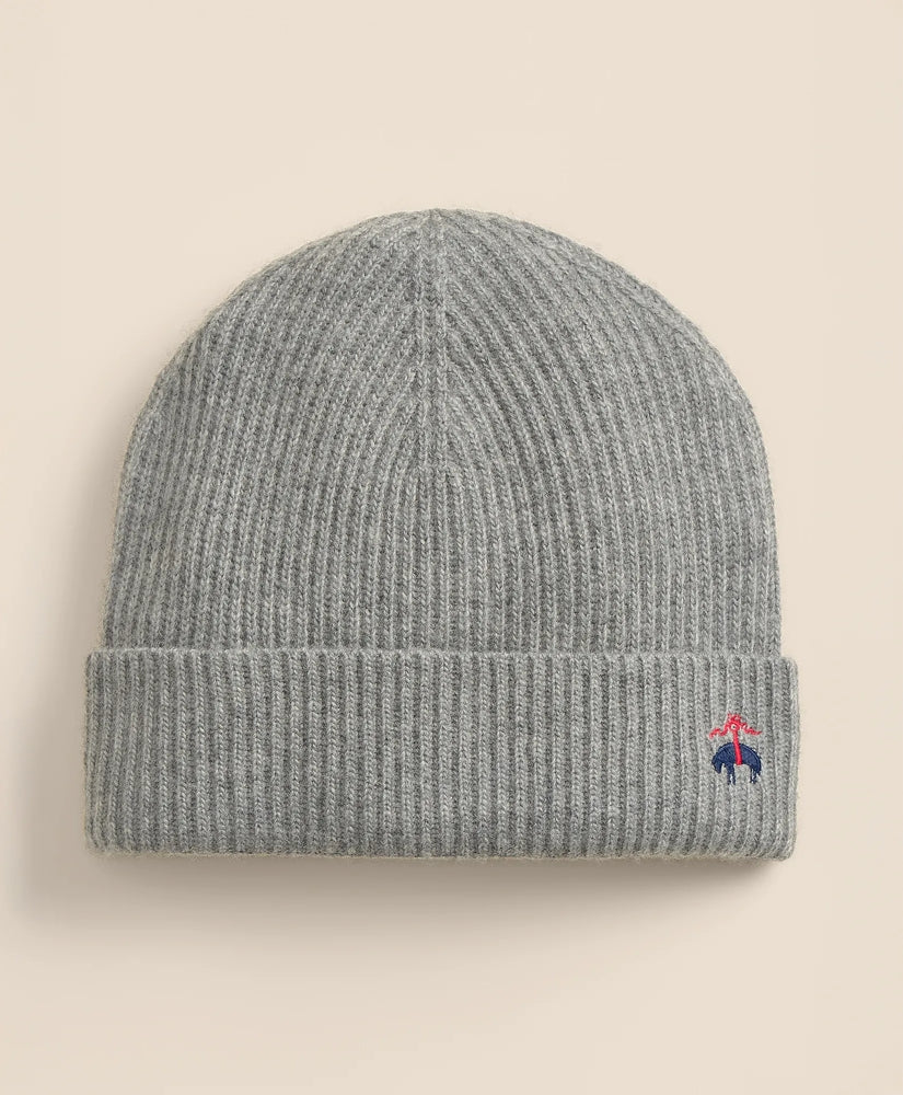 Wool-Cashmere-Blend Ribbed Beanie Hat | Brooks Brothers on sale