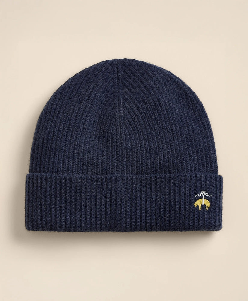 Wool-Cashmere-Blend Ribbed Beanie Hat | Brooks Brothers on sale