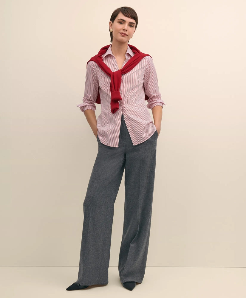 Wool Flannel High Waisted Wide-Leg Pant | Brooks Brothers for sale