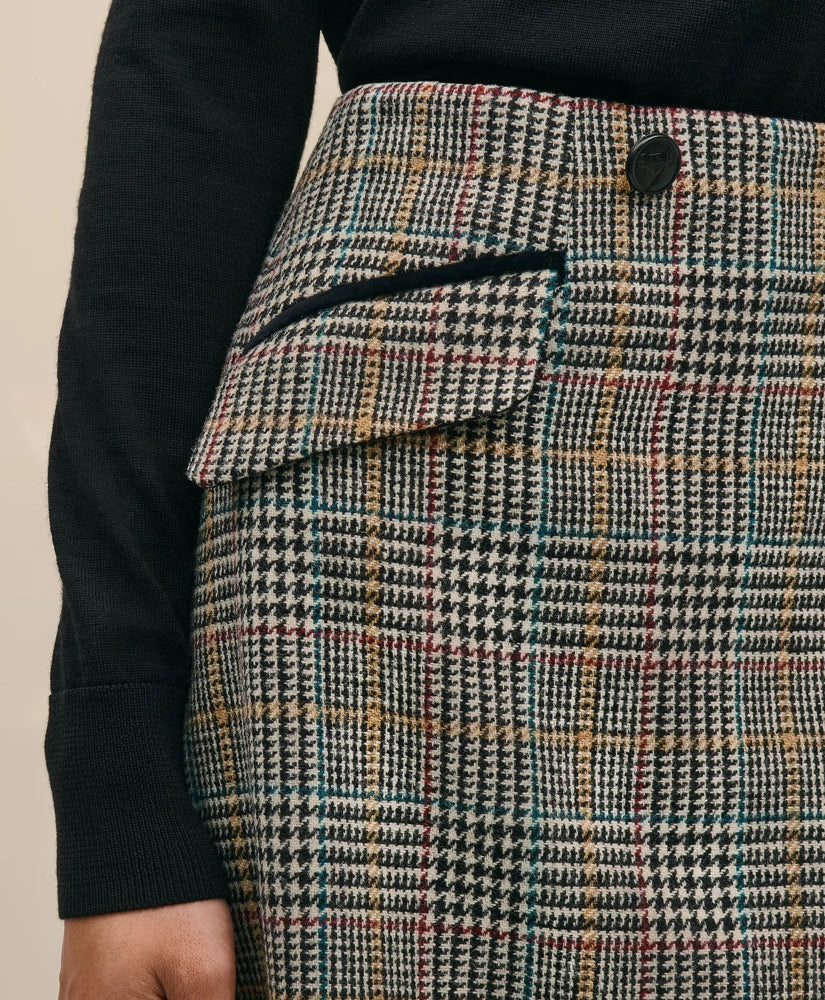 Wool Multi-Check Wrap Mini Skirt | Brooks Brothers online shop