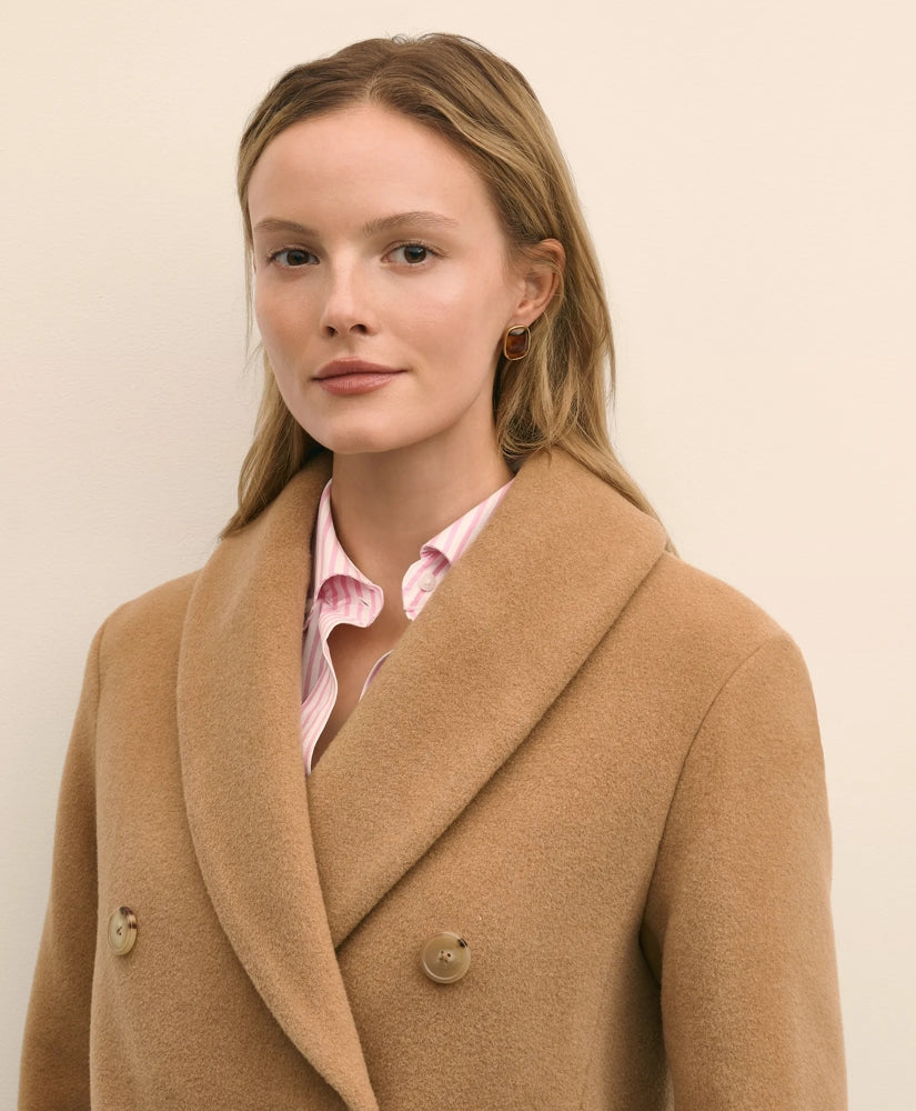 Wool Oversized Shawl Collar Coat | Brooks Brothers online shop