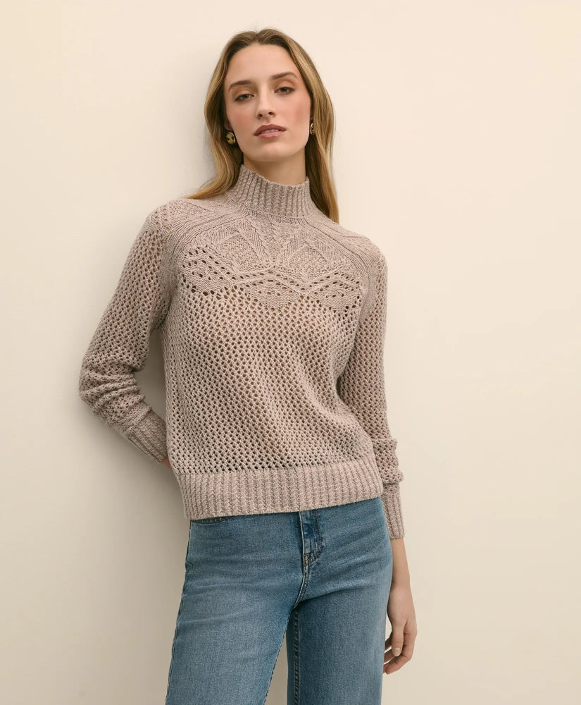 Wool Pointelle Open Knit Mock Neck Sweater | Brooks Brothers for sale