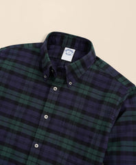 Portuguese Flannel Polo Button Down Collar, Black Watch Shirt | Brooks Brothers sale