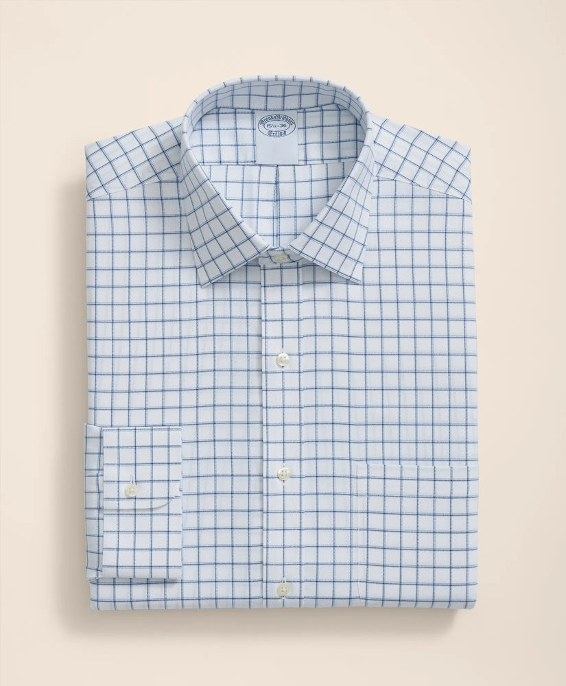 Brooks Brothers Explorer Collection Non-Iron Twill Ainsley Collar, Windowpane Dress Shirt | Brooks Brothers for sale