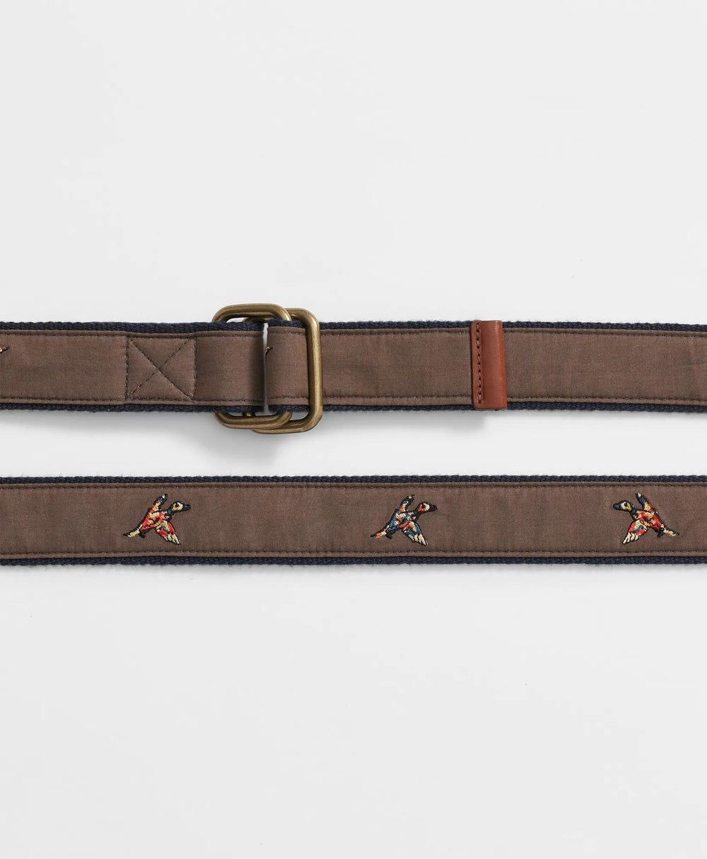 Duck Embroidered Leather Tab D-Ring Belt | Brooks Brothers sale