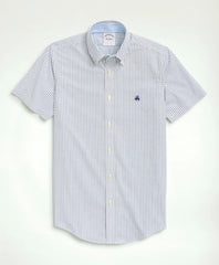 Stretch Non-Iron Oxford Button-Down Collar, Bengal Stripe Short- Sleeve Sport Shirt | Brooks Brothers sale