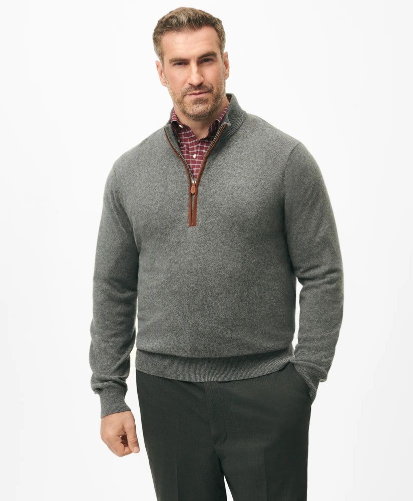 Big & Tall 3-Ply Cashmere Quarter-Zip Sweater | Brooks Brothers on sale