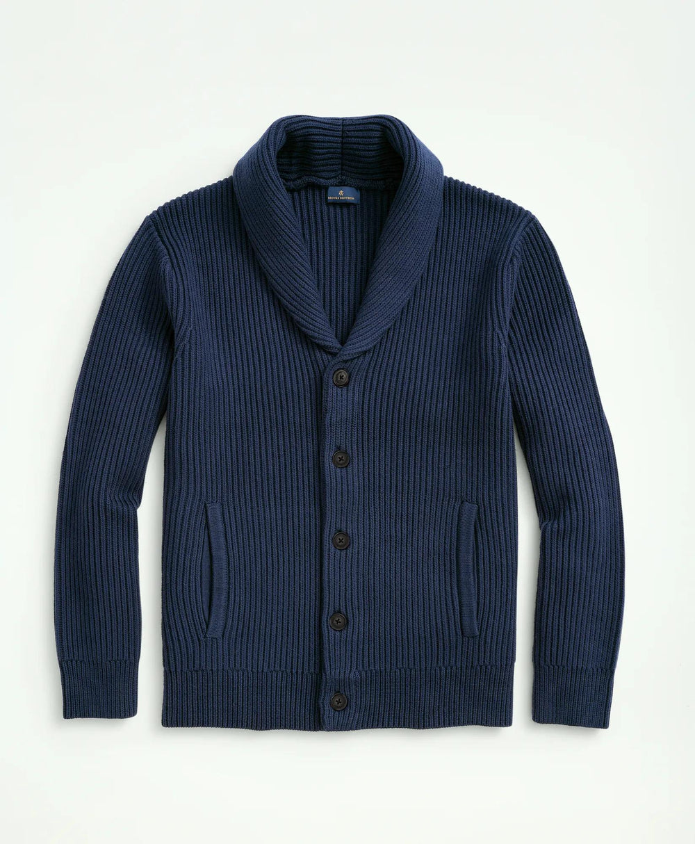 Ribbed Cotton Shawl Collar Cardigan | Brooks Brothers on sale