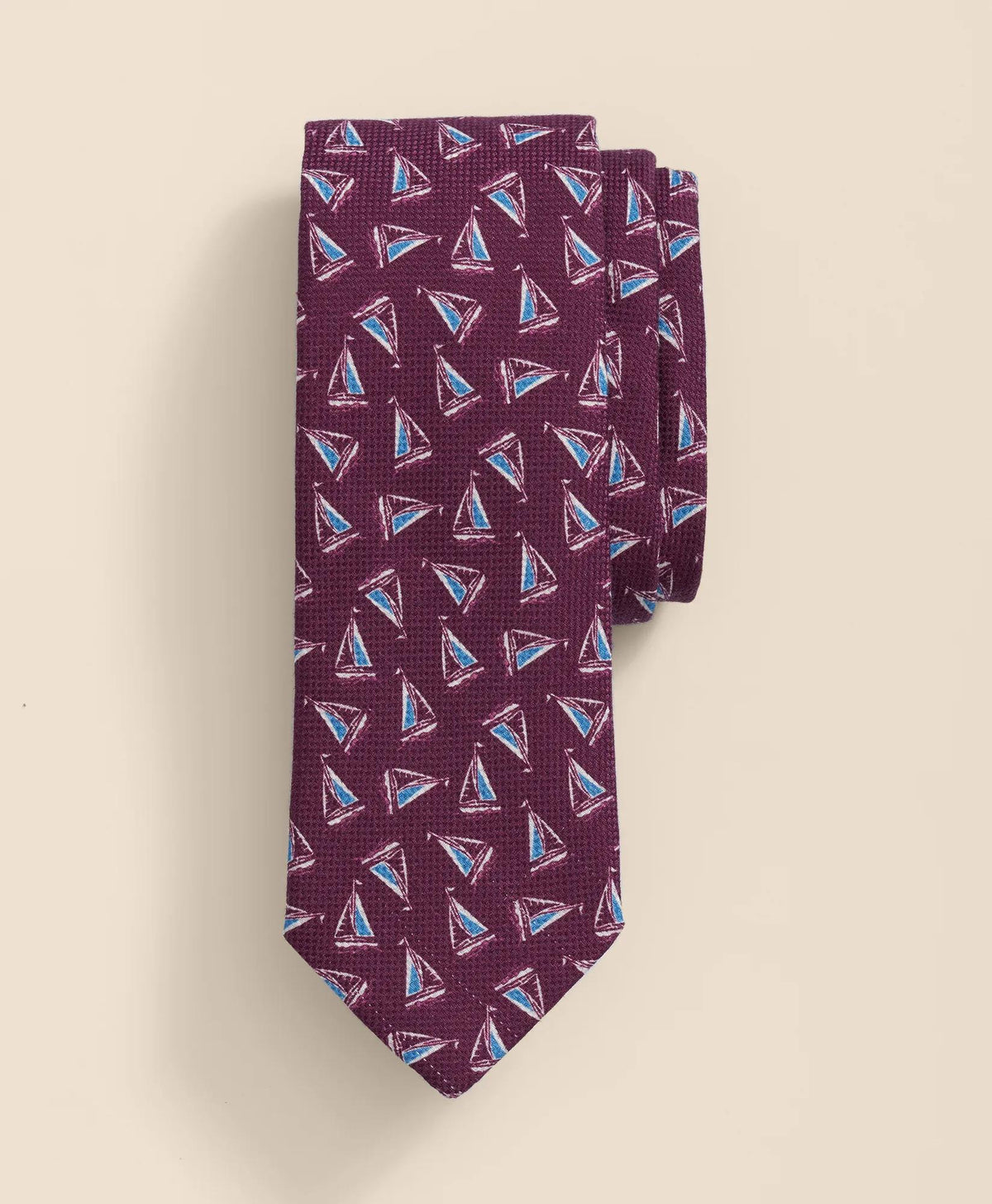 Cotton-Silk Sailboat Motif Tie | Brooks Brothers online shop