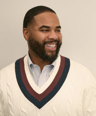 Big & Tall Supima® Cotton Cable Tennis Sweater | Brooks Brothers sale