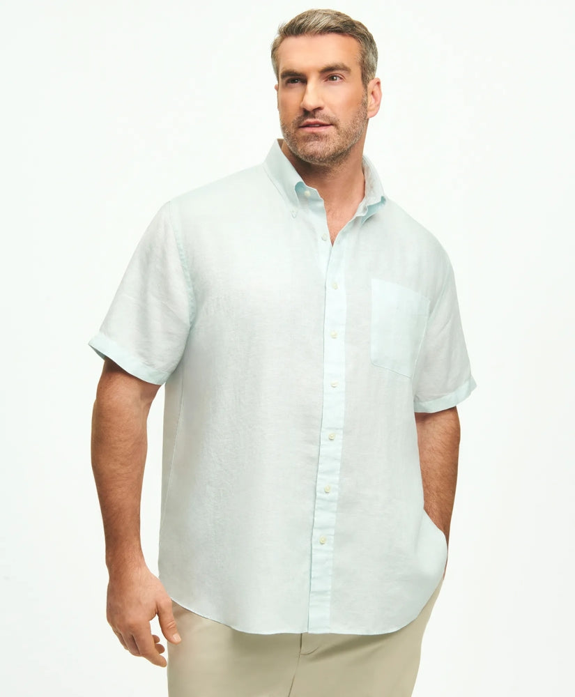 Big & Tall Sport Shirt, Short-Sleeve Irish Linen | Brooks Brothers online