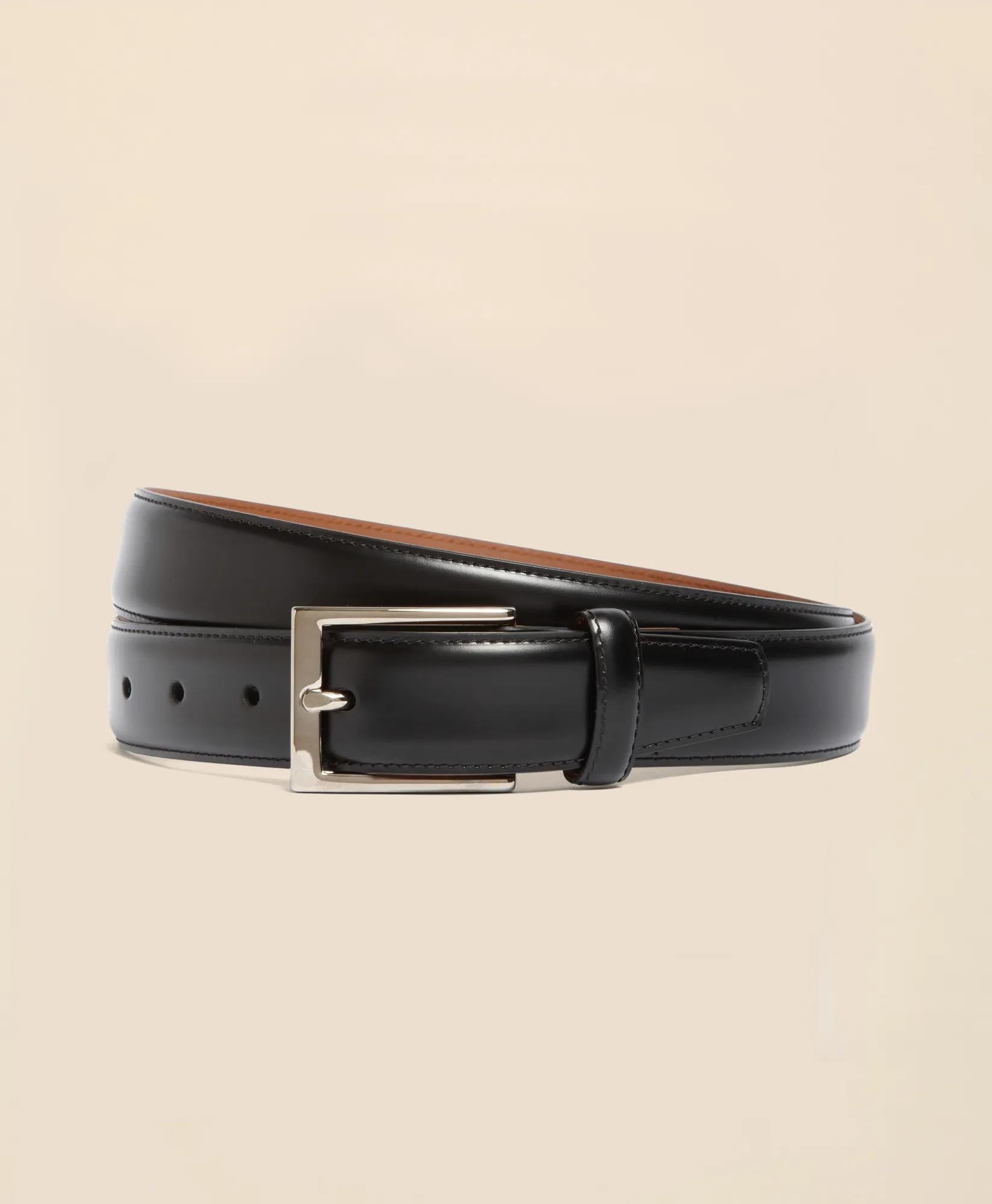 Silver Buckle Leather Dress Belt | Brooks Brothers discount
