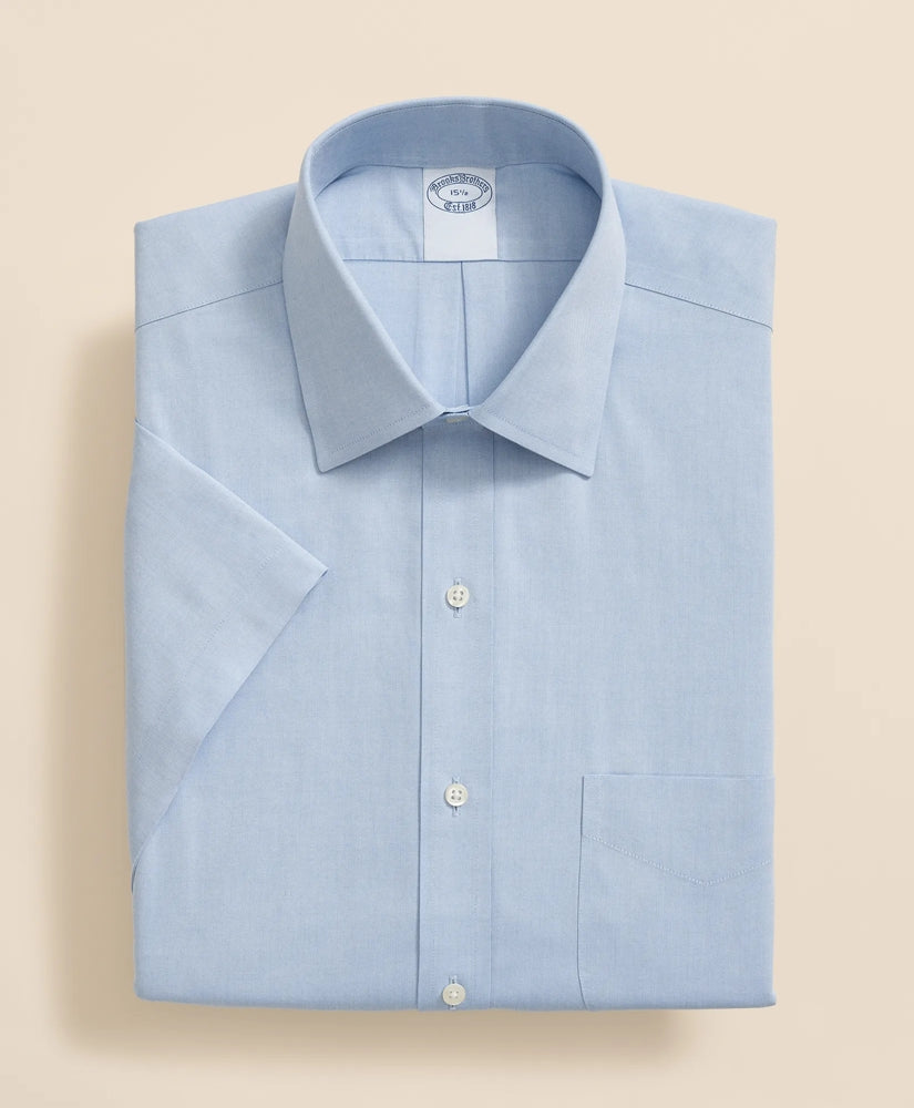 Stretch Supima® Cotton Non-Iron Ainsley Collar, Short-Sleeve Dress Shirt | Brooks Brothers on sale
