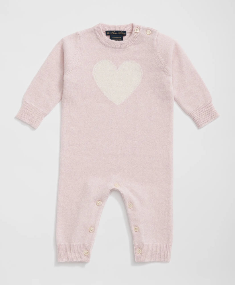 Cashmere Heart Motif Onesie | Brooks Brothers discount