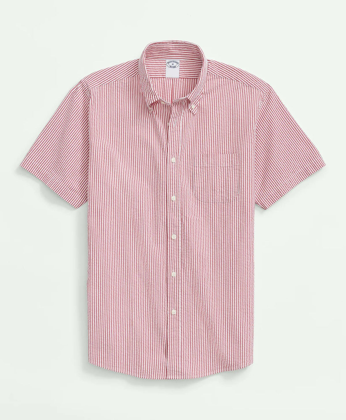 Washed Cotton Seersucker Button-Down Collar, Stripe Short-Sleeve Sport Shirt | Brooks Brothers cheap