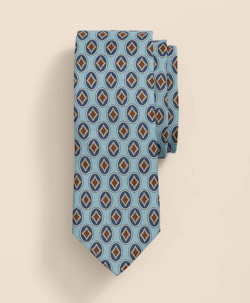 Linen-Silk Geometric Oval Motif Tie | Brooks Brothers sale