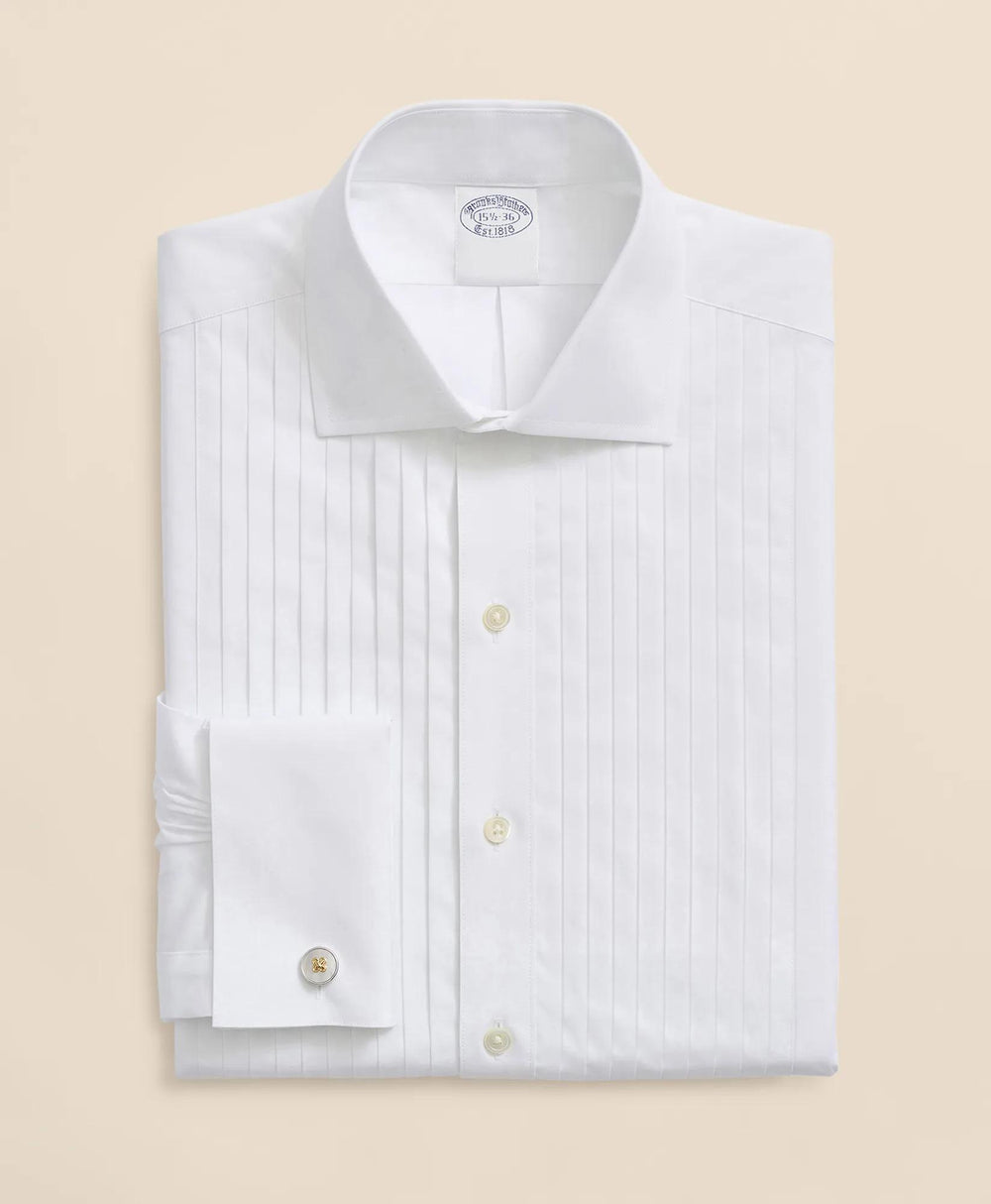 Stretch Cotton Broadcloth English Collar, 10-Pleat Tuxedo Shirt | Brooks Brothers on sale