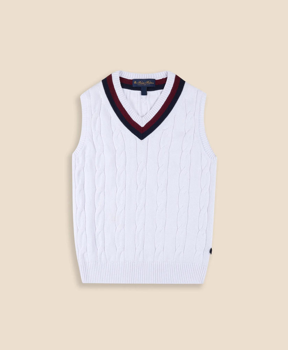 Boys Classic Cable Knit Tennis Vest | Brooks Brothers on sale
