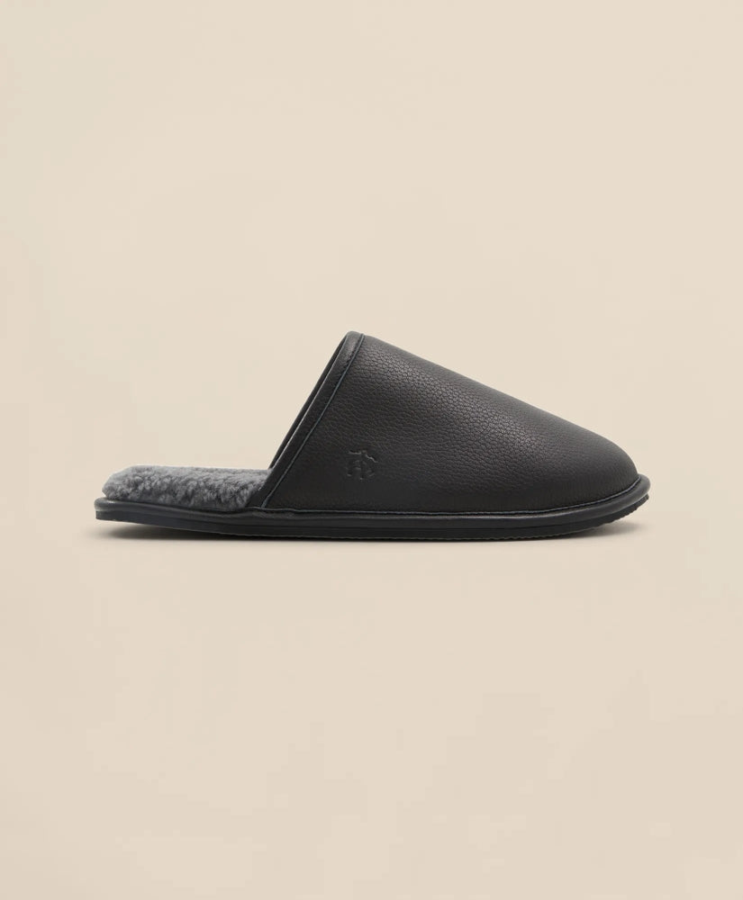Shearling Lined Leather Slippers | Brooks Brothers on sale