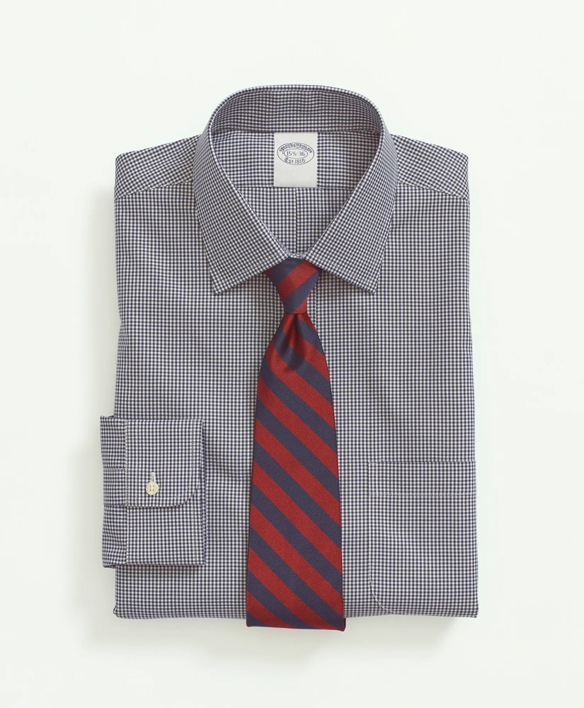 Stretch Supima® Cotton Non-Iron Pinpoint Oxford Ainsley Collar, Gingham Dress Shirt | Brooks Brothers online shop
